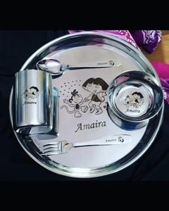 Personalized Gift For Your Love Ones Dinner Set , With Name And logo on it ,It's Perfect Gift For Girls ( Cartoon Printed )