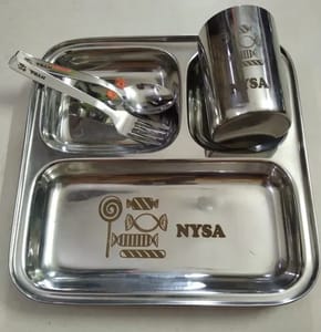 Chocolate Printed Personalized Gift For Your Love Ones Dinner Set stainless steel, With Name And logo on it ,It's Perfect Gift For Birthday, Anniversary