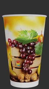 Printed Glass Disposable Party Paper Glass for Drinking Juice and Water,-330ml Each (Pack Of 50 Glass) Print As Per Available