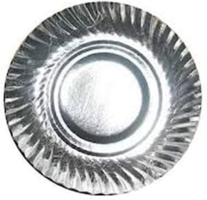 Silver Coated Paper Plate , Disposable Silver Coated  Round Paper Plate ,7 inch ,(25 TO 30 pcs)