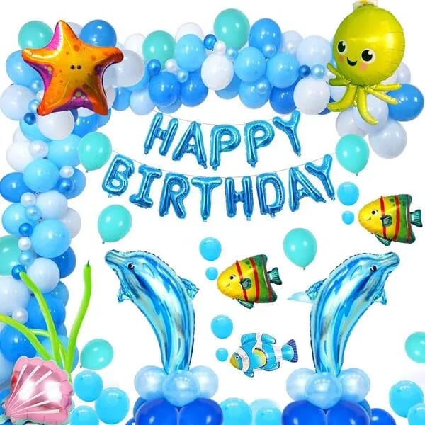 ThemeHouseParty Water Sea Theme Happy Birthday Balloon Decoration Service  At Your Door-Step