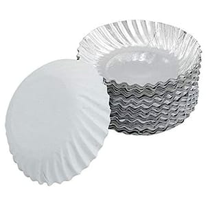 Silver Paper Plate , Disposable Silver Round Paper Plate ,8 inch ,(25 TO 30 pcs) White Back