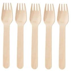 Disposable Wooden Fork (14cm Big Size, 100 Pieces) | Ecofriendly Spoons for Eating Food | Best Uses: Kitchen, Birthday, Parties, Events, Picnic, Office & Restaurant | No Plastic Wood Spoon | Disposable Wood Cutlery Fork Set