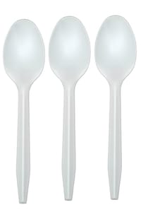 14 cm, white plastic spoon,disposable product,1 pack ( 100 pcs )