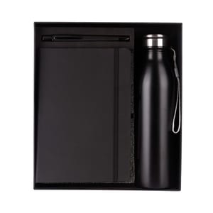 Glories Black 3 in 1 Gift set includes a Sipper bottle, a Leather diary, and a Pen for Perfect rich style statement in corporate gifting