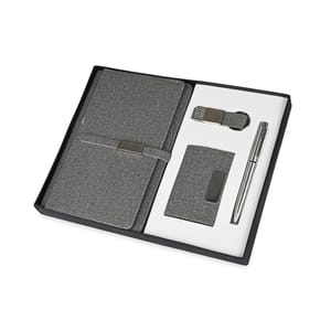 Classic Jute Grey Combo Gift Set all office essentials of diary,Keychain and a Pen for Perfect rich style statement in corporate gifting