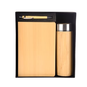Wooden 3 in 1 Combo Set  contains a bottle, pen, and a diary, ideal for Corporate gifting