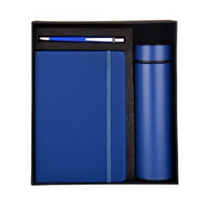 Dark Blue 3 in 1 Gift set (Plastic Pen) Notebook & Temperature Bottle perfect corporate gift for all your employees, clients and prospects