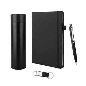 Trendy Black Combo Gift Set (Smart LED Active Temperature Display Indicator Insulated Stainless Steel Hot & Cold Flask Bottle, Keychain, pen, Diary)  Combo set of 1 Pc for Corporate Gift