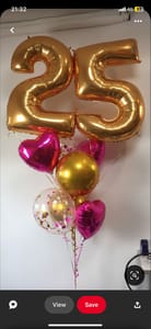 Helium Gas filling services Balloons Decoration 3 Golden 3 Black latex balloon 3 confetti balloons 2 nos big size foil balloon
