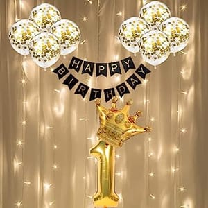 1st Happy Birthday Balloon Decoration With Led Light For Kids , Happy Birthday Decoration Service At Your Door-Step