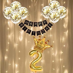 2nd Happy Birthday Balloon Decoration With Led Light For Kids , Happy Birthday Decoration Service At Your Door-Step
