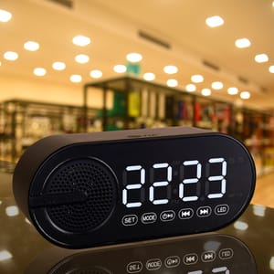 EVM Enclock Black Bluetooth Speaker With LED Clock for music lovers and those who are punctual