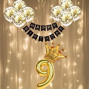9th Happy Birthday Balloon Decoration With Led Light For Kids, Happy Birthday Decoration Service At Your Door-Step