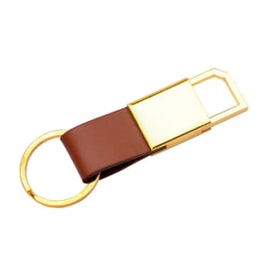 Tan Leather Strap Metal 603- Keychain perfectly work as a promotional gift in Corporate events, trade fairs, product launches