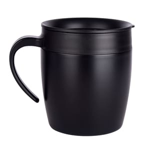Insulated Stainless Steel Black double wall vacuum insulation 450ml Coffee Mug with Lid suitable for outdoor, travel and office use
