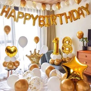 18th Happy Birthday Balloon Decoration,18th Gold Happy Birthday Decoration Service At Your Door-Step