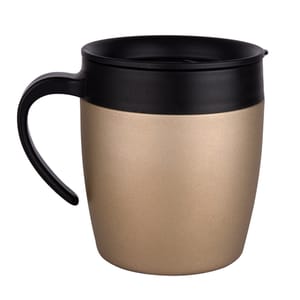 Insulated Stainless Steel Copper Gold double wall vacuum insulation 450ml Coffee Mug with Lid suitable for outdoor, travel and office use