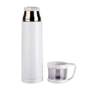 500ml White Single walled Stainless Steel Vacuum Cup perfect Gift for corporate & customize it with your company's logo through screen printing and laser engraving