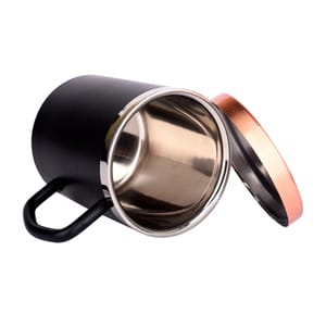 Stainless steel Single wall 90ml Sturdy Black Cup with Lid Perfect for travellers, students, Gifting's & more