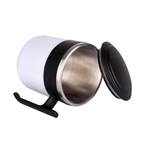 Stylish Black and White  Single wall Stainless Steel 350ml Coffee Mug Ideal to store hot and cold drinks at the same temperature for a longer duration