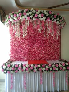 Pink Artificial Flower Decoration For Ganesh Chaturthi , Flower Decoration - Ideas for Ganpati Festival