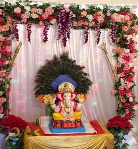 Artificial Flower Decoration For Ganesh Chaturthi Flower Decoration - Ideas for Ganpati Festival Decoration Service For Home 2023