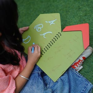 Hut Shape Wooden A to Z Capital Cursive Letters Reusable Chalk Book for Preschool