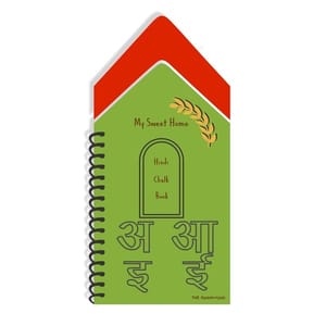 Wooden Hut Shape Reusable Hindi Handwriting Practice Workbook for Nursery Kids Pack of 1-Green and Red