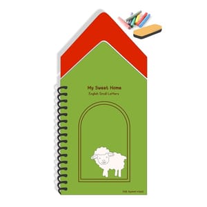 Hut Shape Wooden A to Z English Small Alphabets Reusable Chalk Book for Preschool