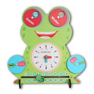 6 Activities Smiley Calendar Board Wooden Toy for Preschool Kids, Toddlers