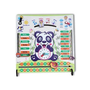 7 Activities Panda Teaching Clock & Calender with Weather, Days, Months, Dates, Greetings, and Seasons Board Wooden Toy Game for Kids