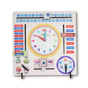 7 Activities Jumbo Teaching Clock & Calender with Weather, Days, Months, Dates, Greetings, and Seasons Board Wooden Toy Game for Kids