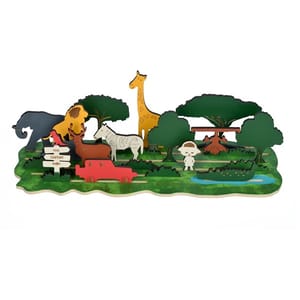 22 Pieces 3D Jungle Theme Wooden Board Game, Puzzles and Story Making Creative Educational Toy Learning Kit