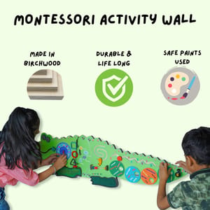 Crocky Birch Wooden Activity Wall Panel for Kids and Toddlers,Montessori Activities for Home,Pre Learning Kit for Kids