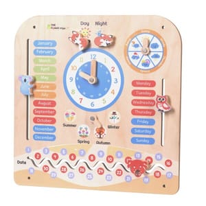 Wooden Activity Clock for Kids - 7 in 1 Learning Toy