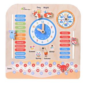 Birch Wooden Activity Teaching Clock and Calendar for Kids 7 in 1 Learning Toy
