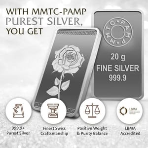 MMTC-PAMP 999.9 Purity Rose 20 gm Silver Bar  By cThemeHouseParty