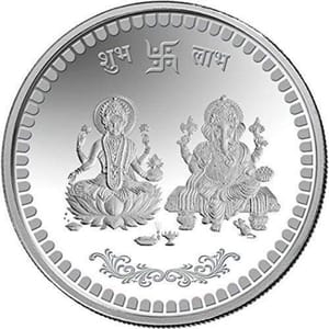 Pure Silver 999 Coin 5 Gram of Laxmi And Ganesh With BIS Hallmark Set Of 1 (Round Shape) By cThemeHouseParty