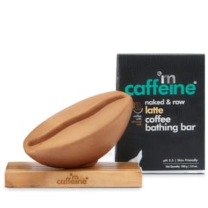 Latte Bathing Bar (100gm) for Moisturizing Dry Skin | pH 5.5 Skin Friendly Soap with Coffee, Cocoa Butter and Almond Milk | 100% Vegan Daily-Use Bathing Bar