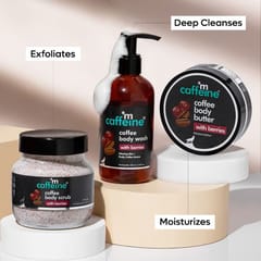 Deep Body Cleansing Trio with Coffee & Berries Body Scrub, Body Wash & Body Butter | Deep Cleanses, Exfoliates & Moisturizes | Combo Pack of 3 for Men & Women | 100% Vegan