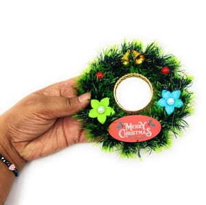 Designer Christmas Tea Light Holders, Christmas Decorations Items - 4.5 inch Diameter - (Green Pine-4Pcs)  By cThemeHouseParty