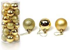 Plastic Christmas Decoration Baubles Ball (3 cm, Gold)  By cThemeHouseParty