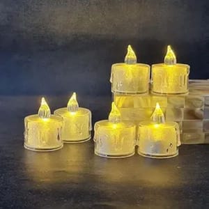 3 pcs Flameless and Smokeless Crystal Dripping Design Acrylic led Candles Tea Light Candle Perfect for Home Decor,Gifting,Festival,Events,Party Decoration (Yellow) (small)
