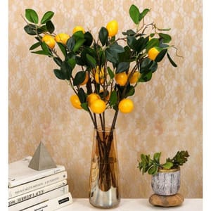 cThemeHouseParty 3 Pc Lemon Plant Stick, Elevate Your Decor with Artificial Lemon Branches Lifelike Lemon Tree Plants for Vase Display in Home, Garden, Office, Living Room (Pack of 3)