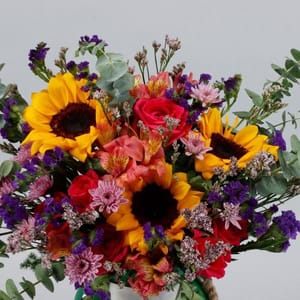 Vibrant Mixed Flowers Green Jar By cThemeHouseParty