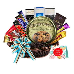 Butter Cookies and Chocolate Hamper with Personalised Card For Mother's Day Gift For Mom