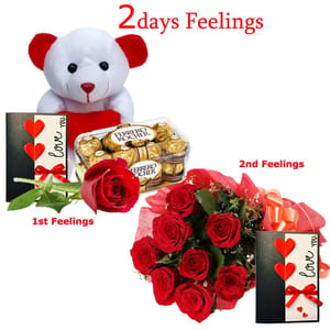Two Days Flowers and Chocolate Gift Hampers  For Mother's Day Rose Basket , Teddy Bear, chocolates , Love Greeting card. Gift Hampers Gift For Mom