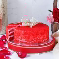 Red Velvate Egg Less Cheese Round Shape CakeFor Any Occasion,Party & Events Celebration