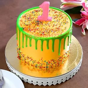 Mango (Seasonal) Egg Less Round Shape Cake For Any Occasion,Party & Events Celebration